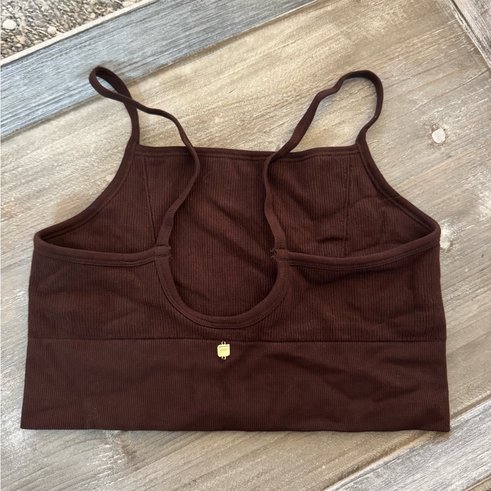 Fabletics Brown Ribbed Workout Top, High-Neck, Sp… - image 2